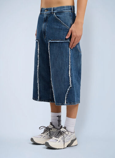 Palm Angels Curved Logo Skater Shorts Blue pma0164142
