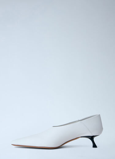 Sportmax Leather Kitten Heel Pumps White spx0264058
