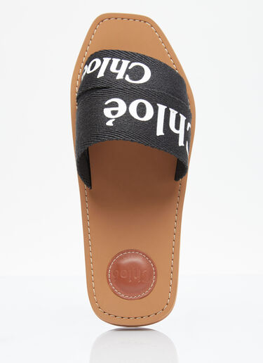 Chloé Logo Print Slides Black chl0255039