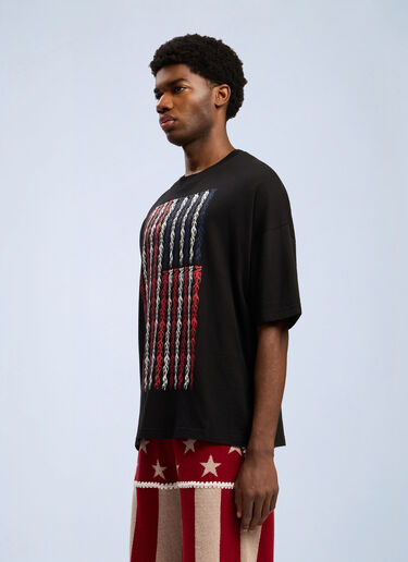 Flames Flag Loose T-Shirt Palm Angels Flames Flag Loose T-Shirt Black pma0162089