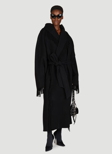 Balenciaga Fringe Coat Black bal0255001