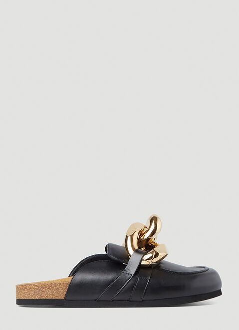 Versace Backless Chain Loafers Black ver0153026