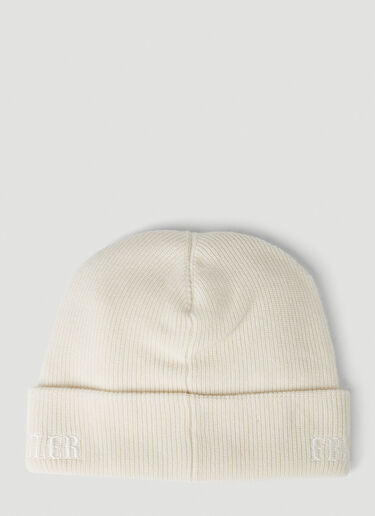 7 Moncler FRGMT Hiroshi Fujiwara Logo Embroidery Beanie Hat White mfr0151007