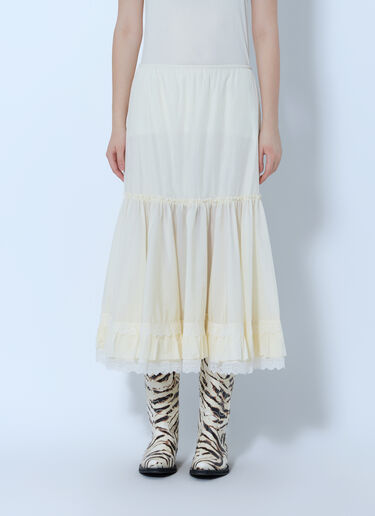 LN-CC® - GANNI: Lace Ruffle Midi Skirt - Cream GANNI Lace Ruffle Midi Skirt Cream gan0266015