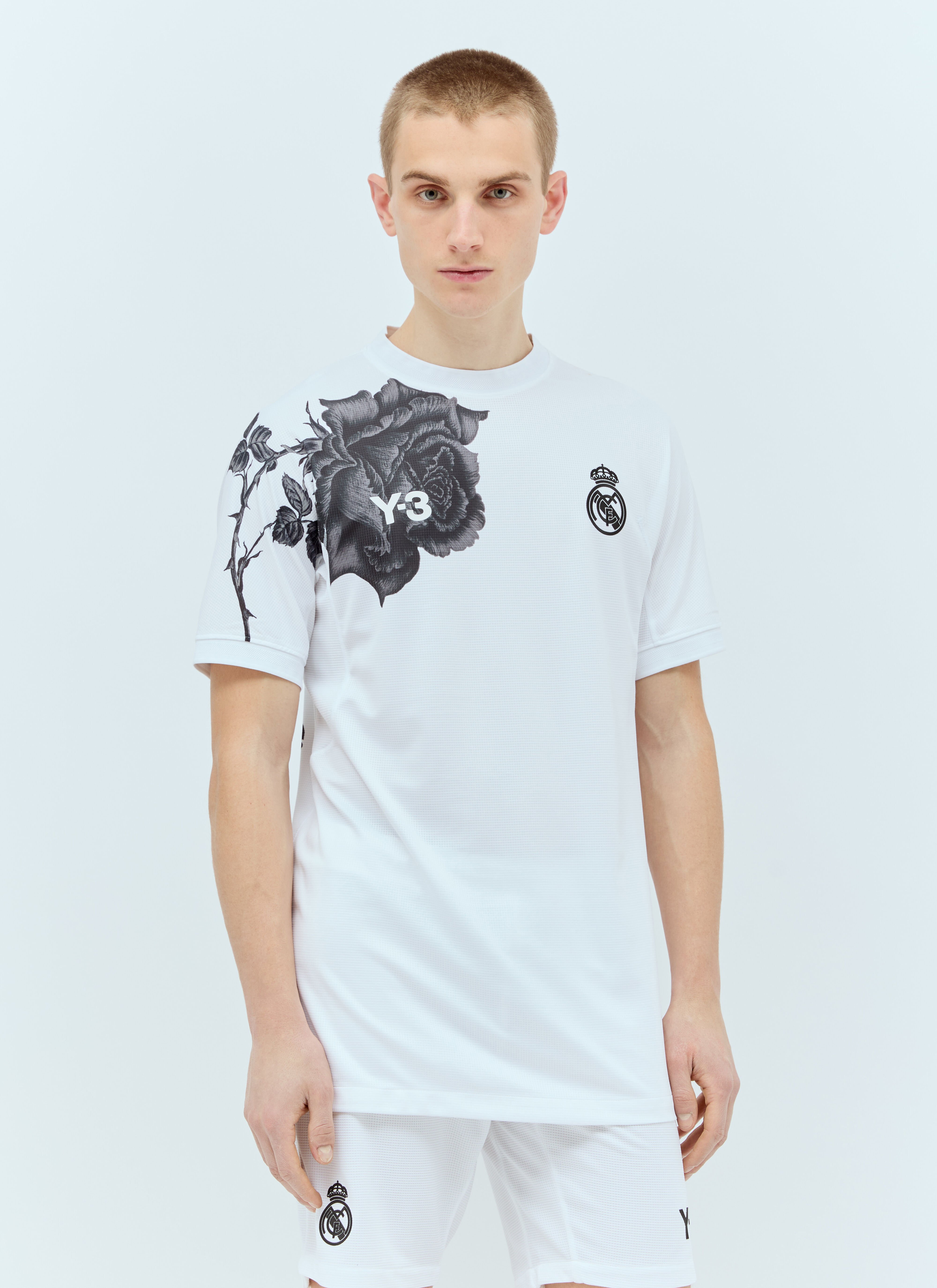 Y-3 x Real Madrid 로고 프린트 저지 티셔츠 블랙 rma0156014