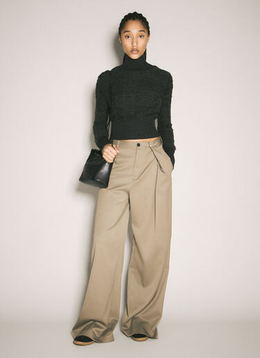 MM6 Maison Margiela Wide-Leg Pinched Pants Khaki mmm0257007