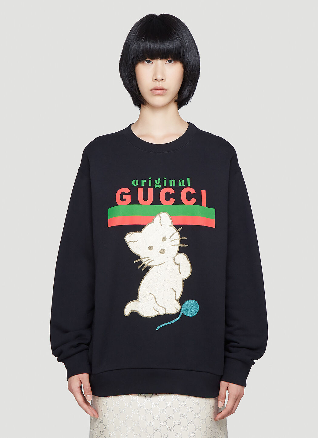 Gucci Oversized Kitten Sweatshirt in Black LN CC