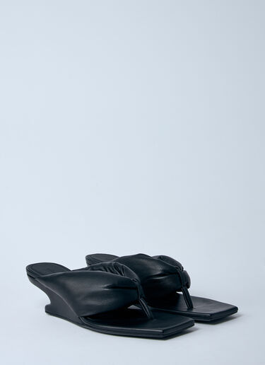 Rick Owens Leather Thong Wedge Sandals Black ric0259019