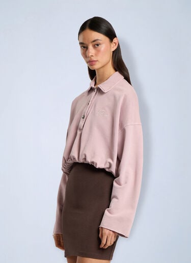 Palm Angels Palm Sway Cropped Long Sleeve Polo Purple pma0266209