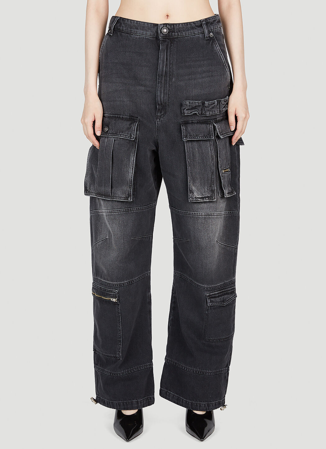 Sportmax Women s Denim Cargo Pants in Black LN CC
