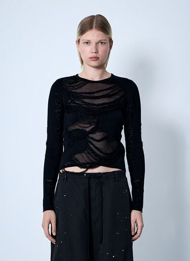 MM6 Maison Margiela Distressed Sweater Black mmm0260002