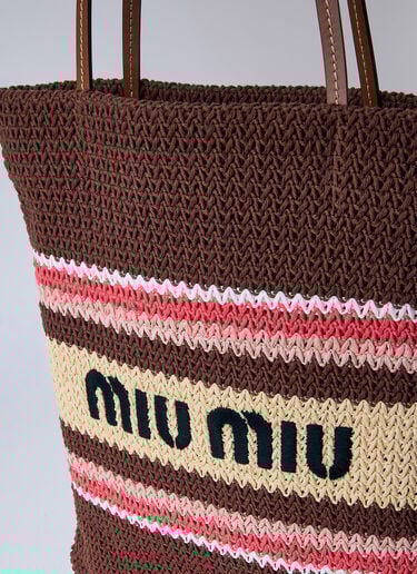 Miu Miu Raffia-Effect Woven Tote Bag Brown miu0264021