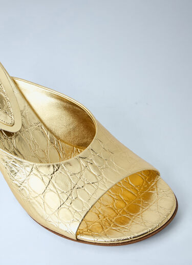 Sculpted Leather Mules Dries Van Noten Sculpted Leather Mules Gold dvn0263024