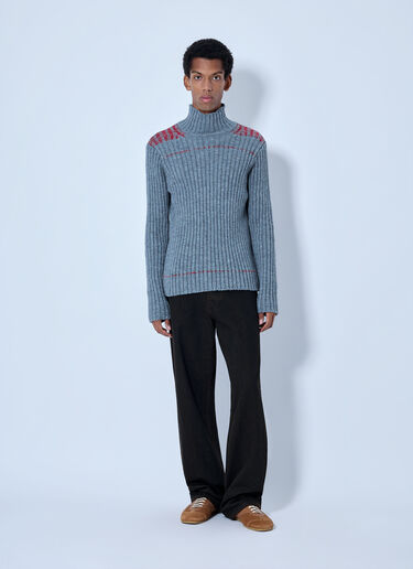 LN-CC® - Dries Van Noten: Ribbed Turtleneck Sweater - Grey Dries Van Noten Ribbed Turtleneck Sweater Grey dvn0165024