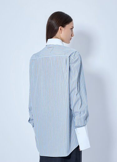 Prada Striped Poplin Long-Sleeved Shirt Blue pra0266031