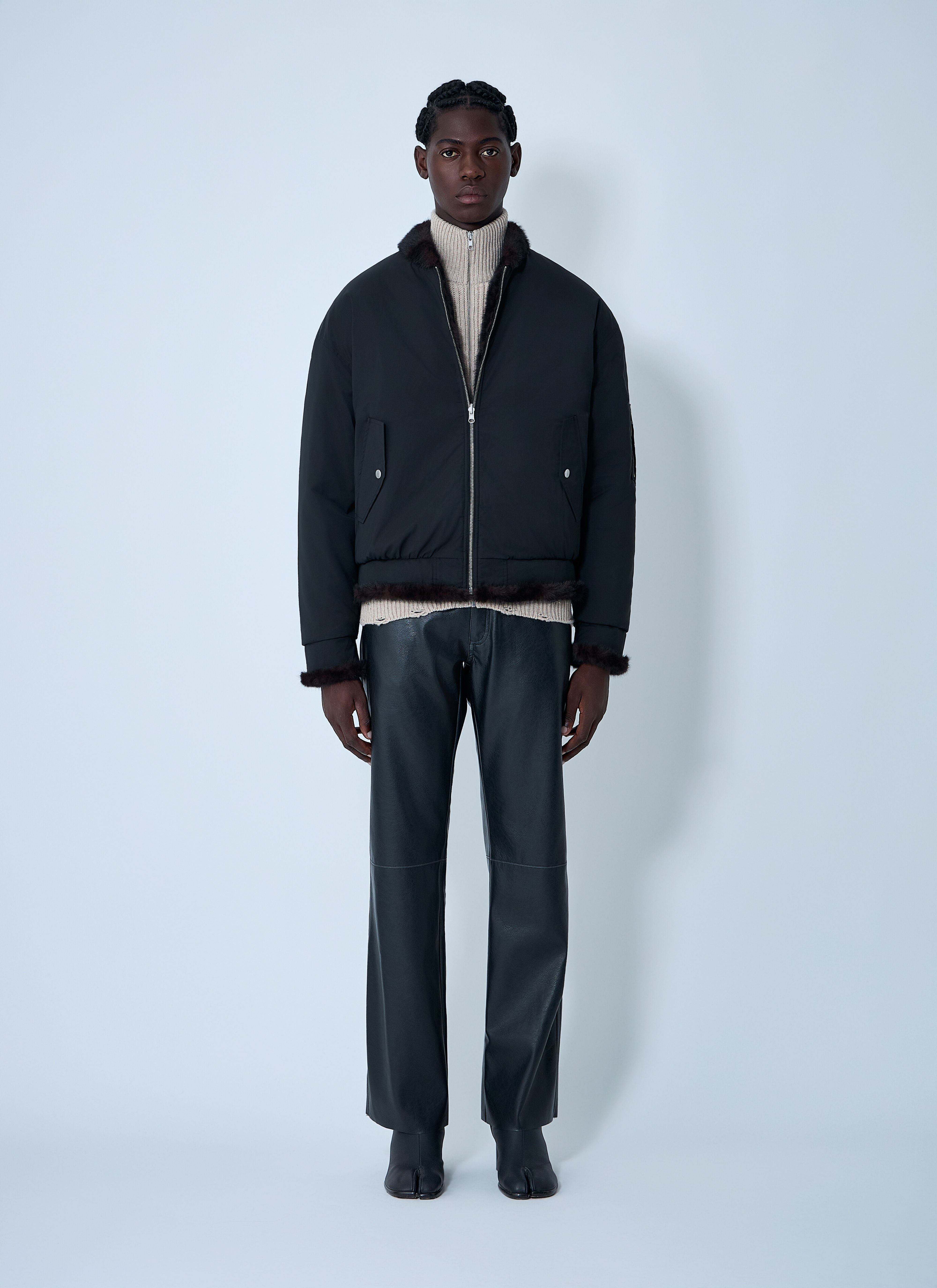 MM6 Maison Margiela Men's' Bomber Jacket With Faux Shearling Trim