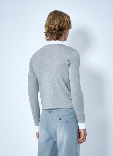 LN-CC® - Miu Miu: Collared Long Sleeve Knit Sweater - Grey Miu Miu Collared Long Sleeve Knit Sweater Grey miu0365003