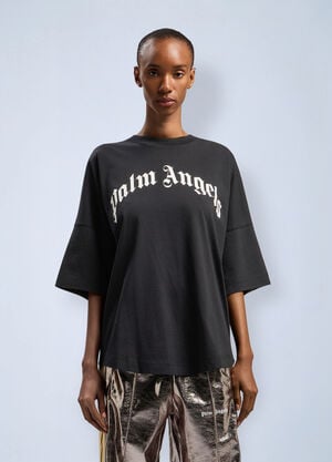 Palm Angels Curved Logo Over T-Shirt Black pma0262073