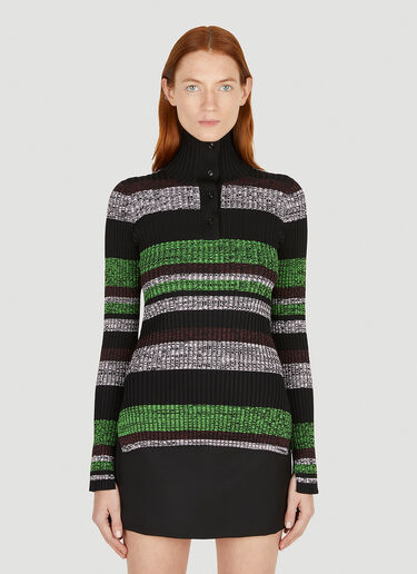 GANNI Button Up Striped Sweater Black gan0251012