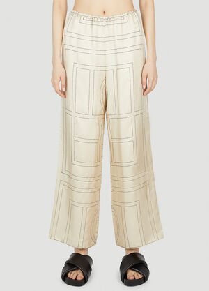 TOTEME Monogram Pyjama Pants Beige tot0251049
