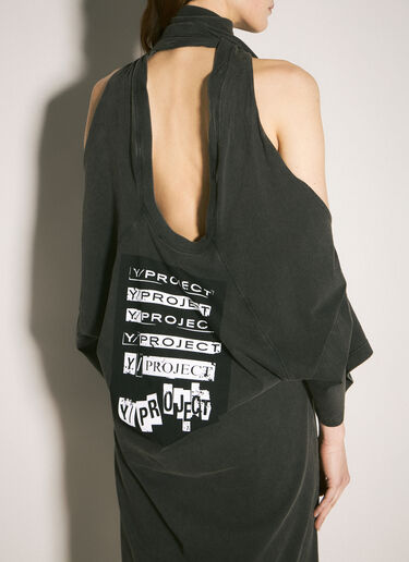 Multi-Scarf Rock Print Dress Y/Project Multi-Scarf Rock Print Dress Black ypr0258017