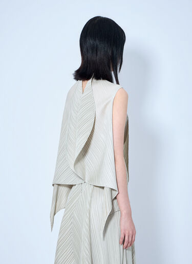 Pleats Please Issey Miyake Sleeveless Pleated Top Beige plp0264017