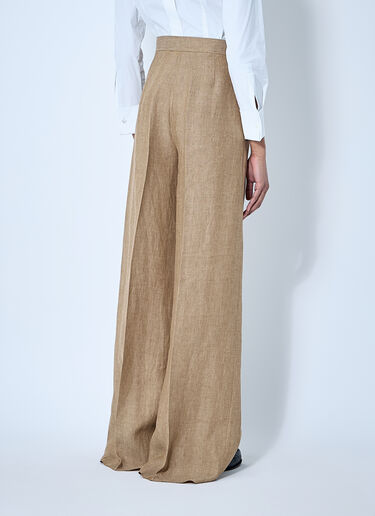 Max Mara 亚麻褶裥长裤  棕色 max0260003