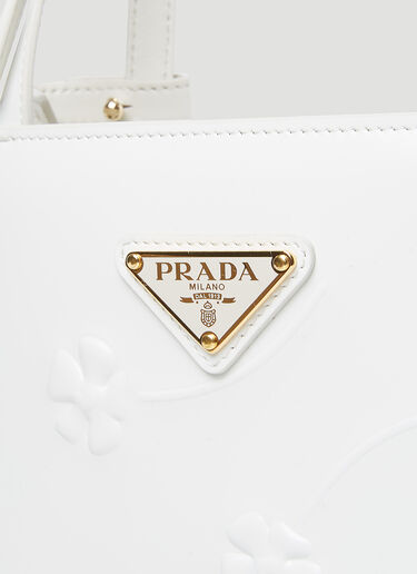 Prada Flower Embossed Mini Tote Bag White pra0254055