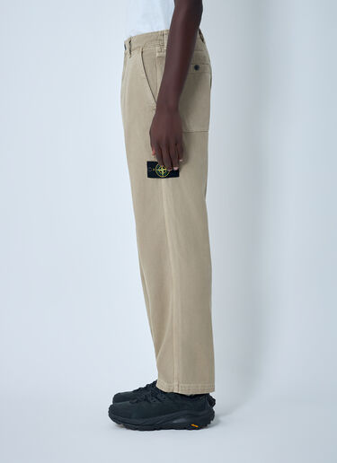 Stone Island Logo Patch Pants Beige sto0162044