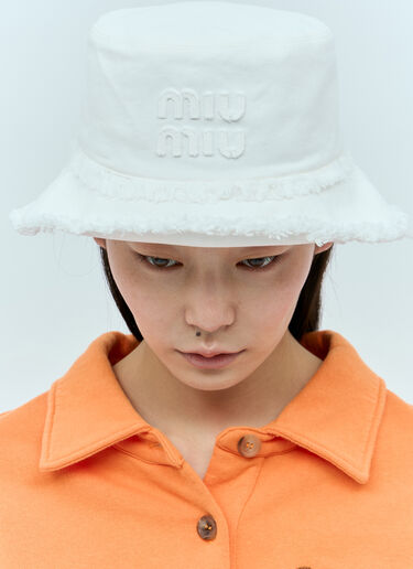 Miu Miu Denim Bucket Hat White miu0256030