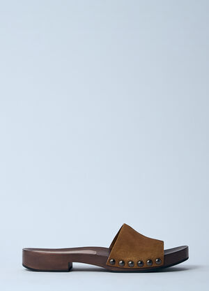 Miu Miu Faded Suede Clogs Green miu0260045