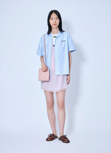 Miu Miu Short-Sleeve Cotton Poplin Shirt Blue miu0265005