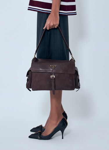Prada 시에나 익스플로어 미디엄 나파 가죽 숄더백 브라운 pra0263017