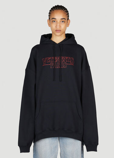 VETEMENTS Logo Hooded Sweatshirt Black vet0254007