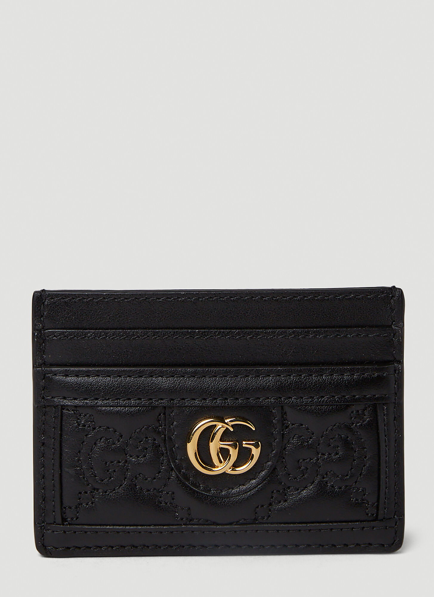 Gucci Gg Matelassé Cardholder In Black
