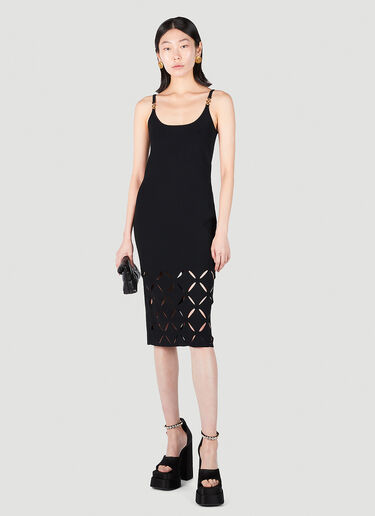 Versace 斜纹镂空下摆针织中长连衣裙 黑色 vrs0251018