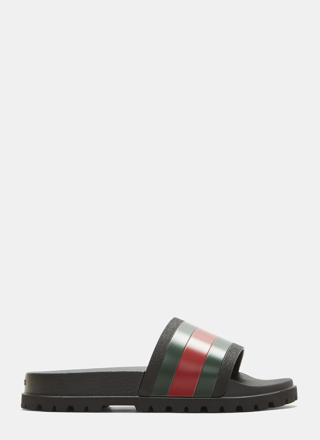 Gucci Tricolor Stripe Sandals In Black
