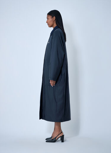 Prada Logo Print Long Coat Blue pra0262057