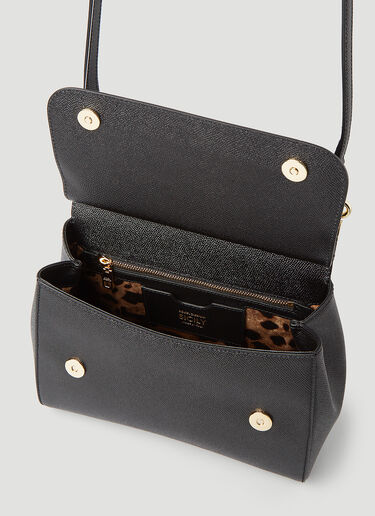 Dolce & Gabbana Sicily Dauphine Leather Small Handbag Black dol0245039