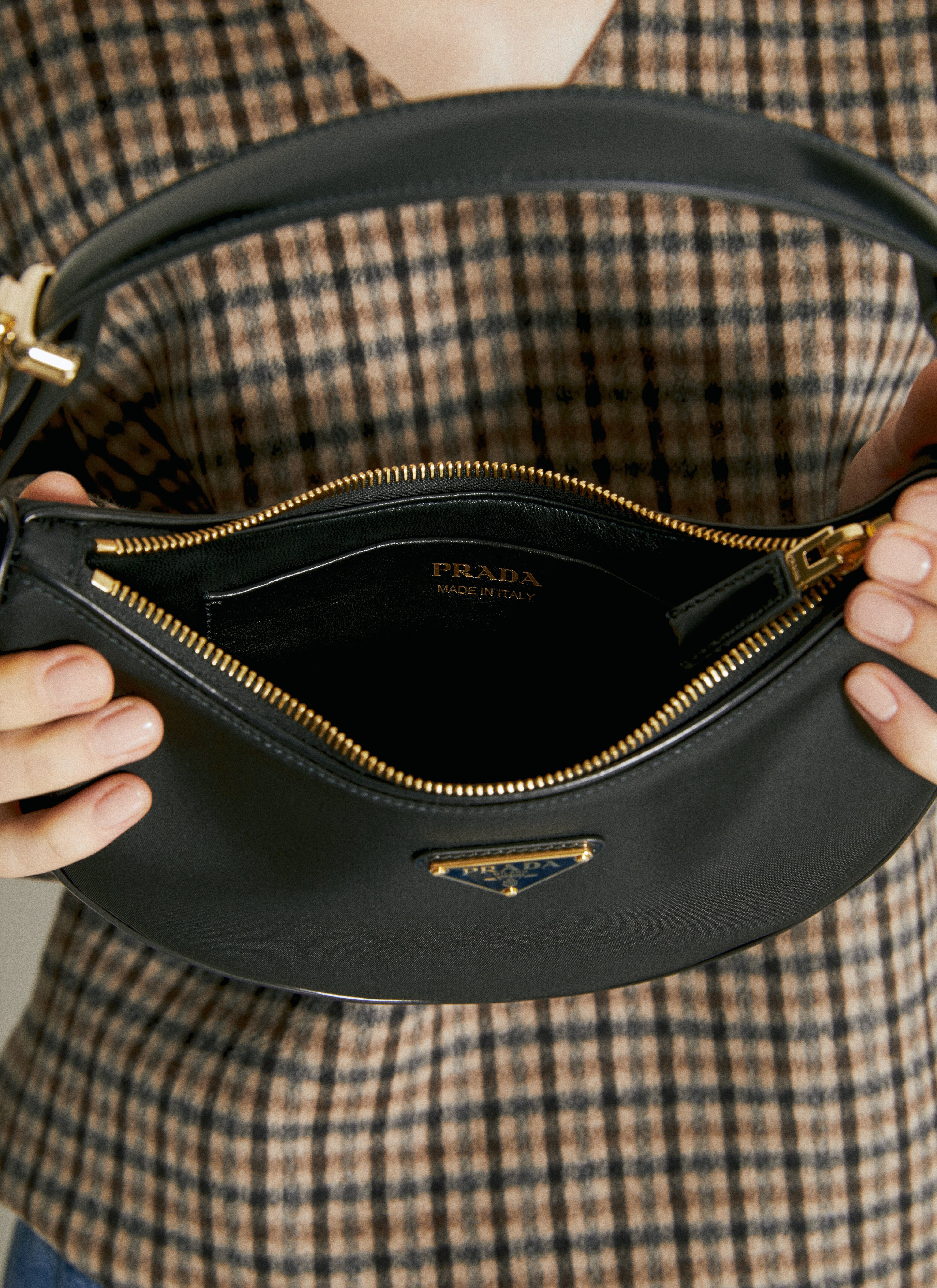 Prada Women s Prada Arque Re Nylon Shoulder Bag in Black LN CC
