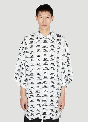 Balenciaga Oversized Logo Print Shirt White bal0151021