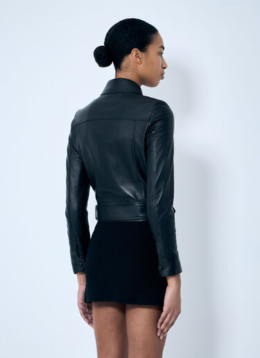 Saint Laurent Cropped Leather Jacket Black sla0259002