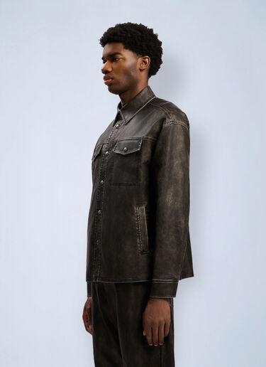 Curved Logo Coated Overshirt Palm Angels Curved Logo Coated Overshirt Grey pma0162112