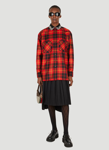 Gucci Beaded Collar Check Shirt Red guc0251029