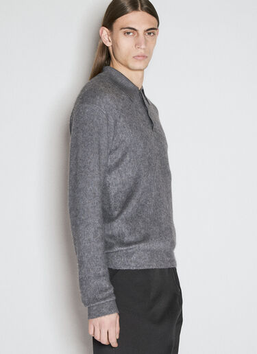 Prada Cashmere And Silk Polo Sweater Grey pra0155005