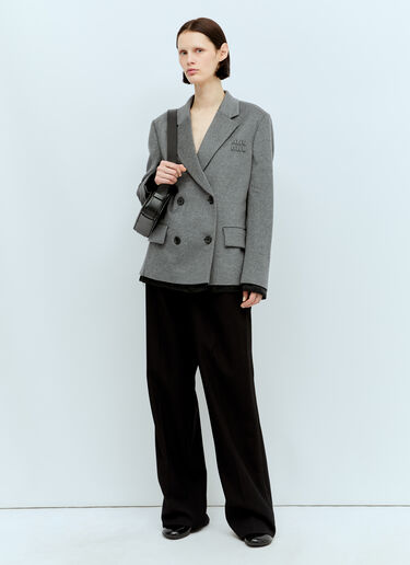 Miu Miu Raw-Trims Wool Blazer Grey miu0256077