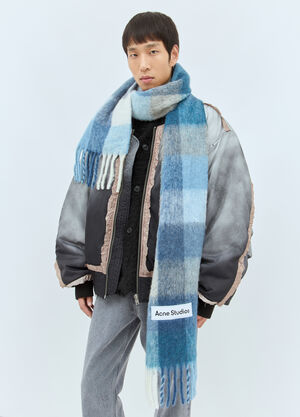 Acne Studios Mohair Checked Scarf Blue acn0157042