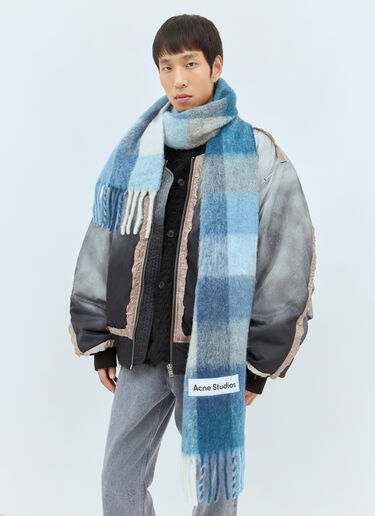 Acne Studios Mohair Checked Scarf Blue acn0157042