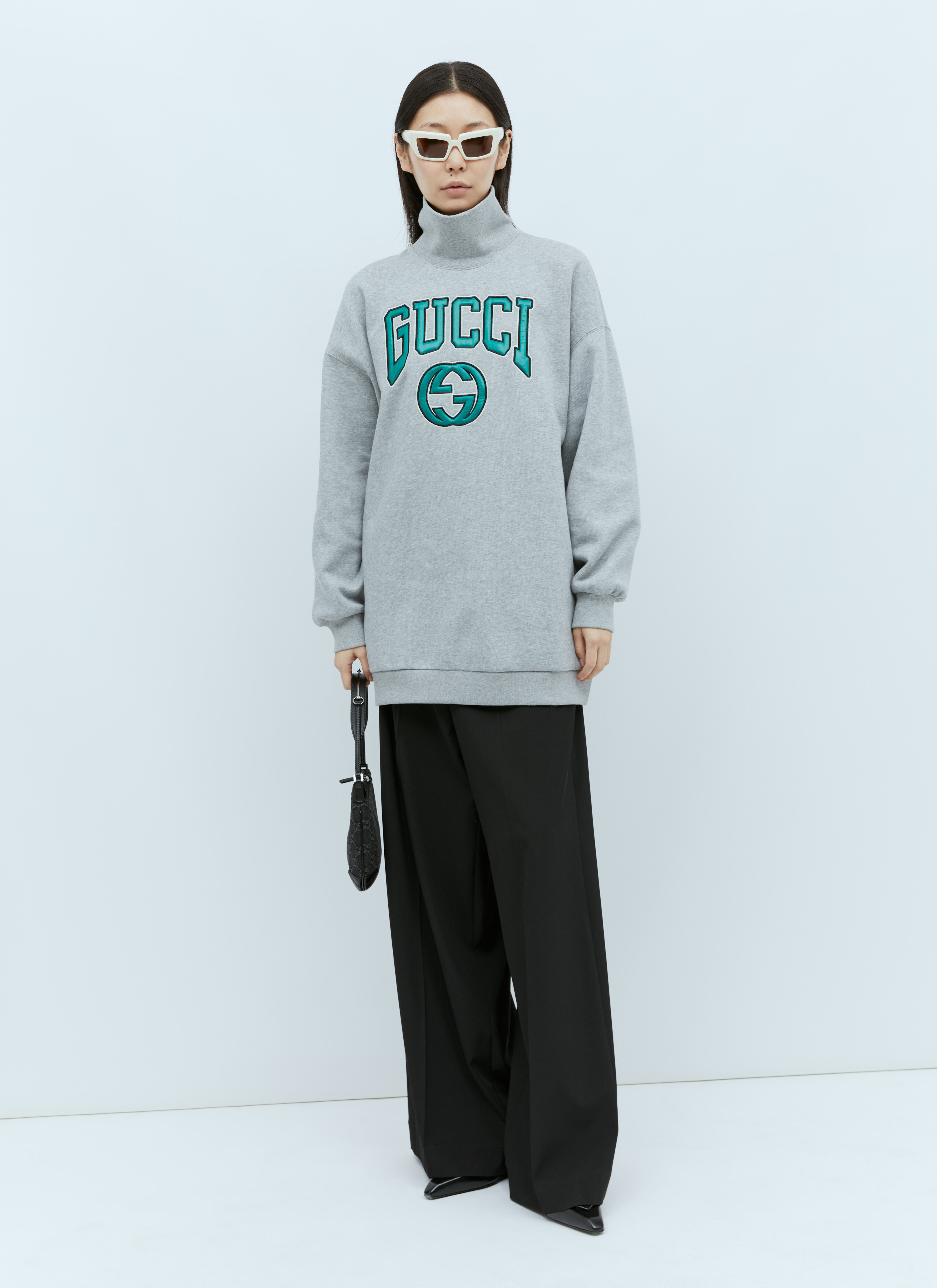 Gucci Women s Logo Embroidery Sweatshirt in Grey LN CC