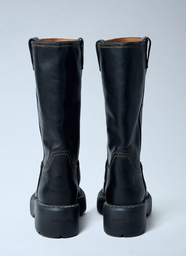 Miu Miu Leather Logo Motif Boots Black miu0262111